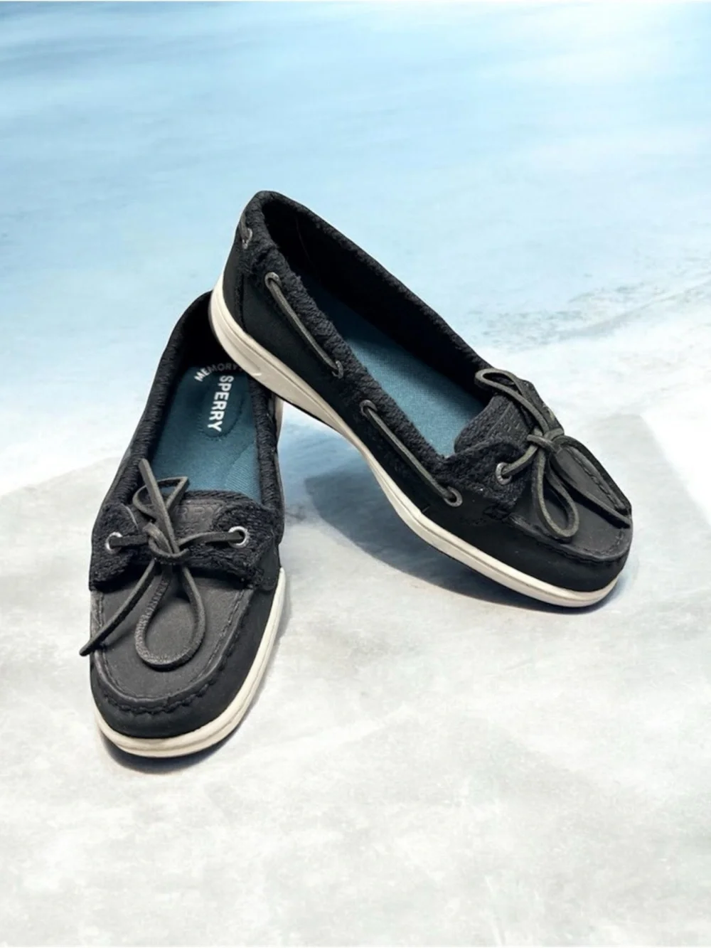 Angelfish Eye Boat Shoe - Slub Black - 36 / 6W Memory Foam - Picture 1 of 4